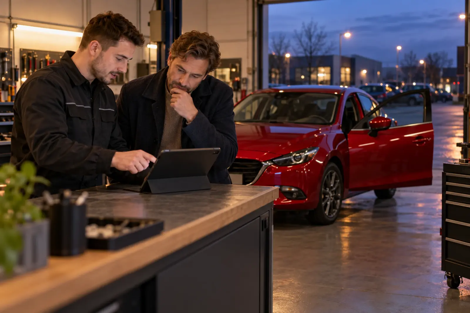 Offerte voor CarPlay inbouwen wordt doorgenomen met een klant uit Eindhoven bij de inbouwpartner